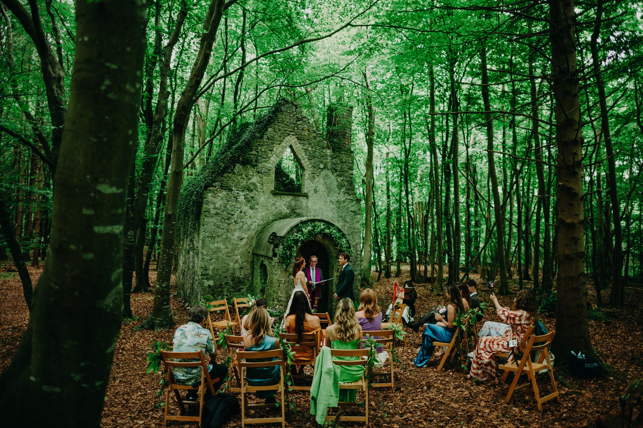 Woodland Chapel Ruin Elopement in Ireland