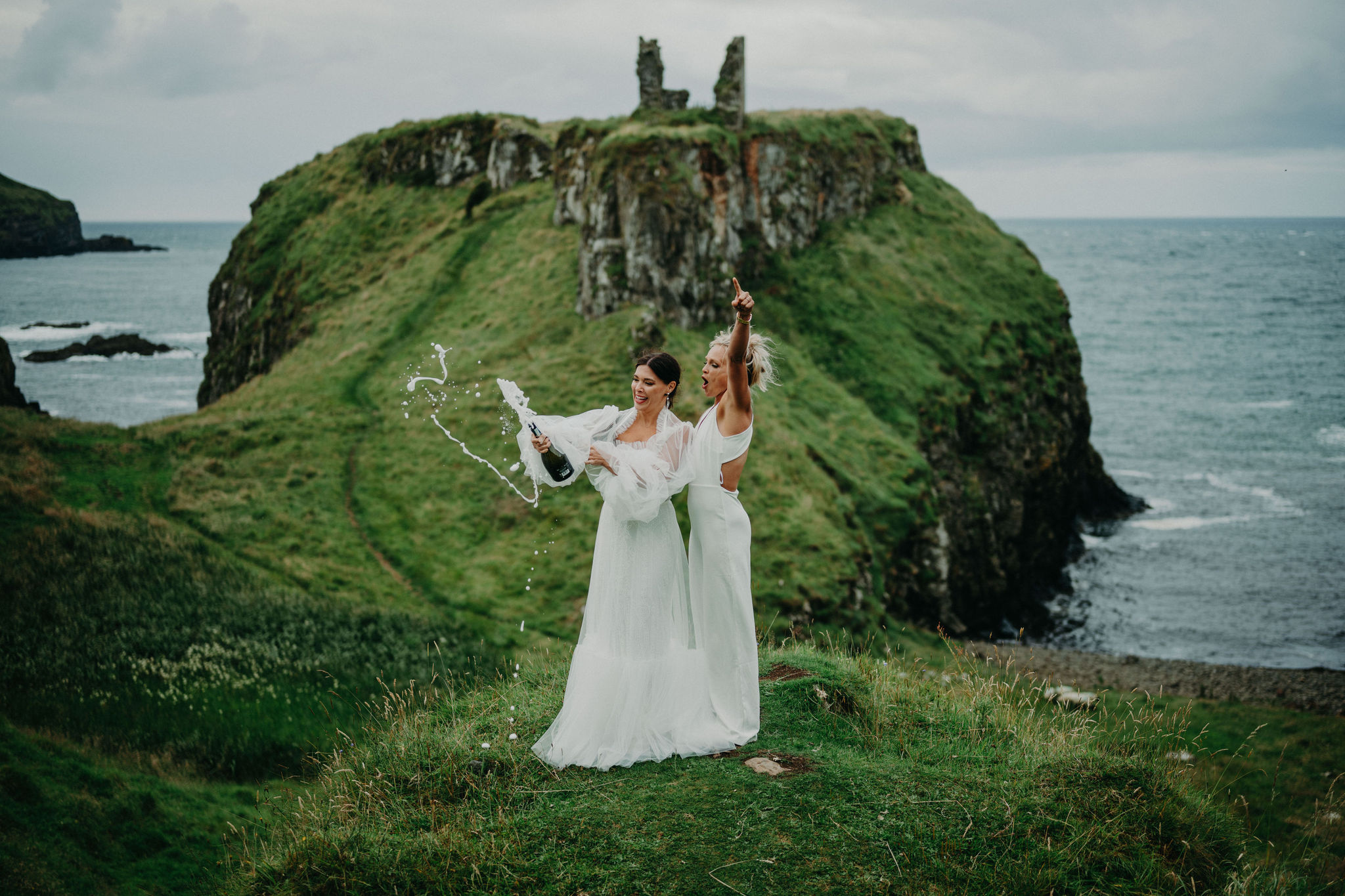 Same-sex destination wedding at Dunseverick Castle in Ireland