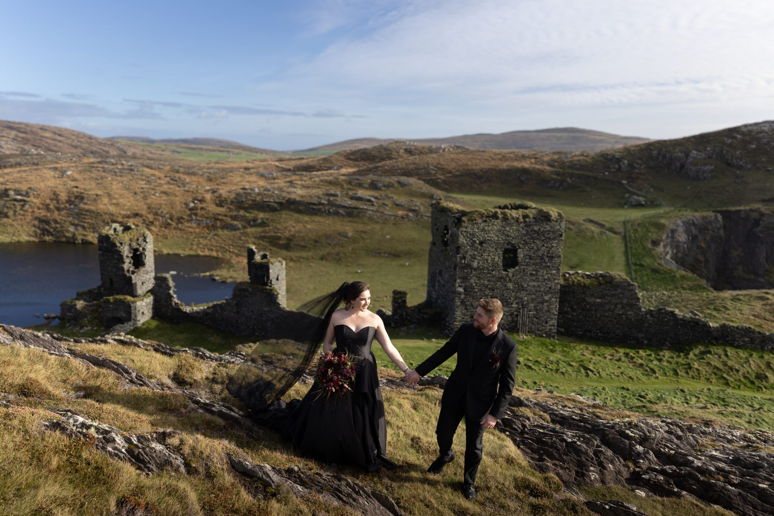 Castle ruin on a Cliff elopement wedding in Ireland