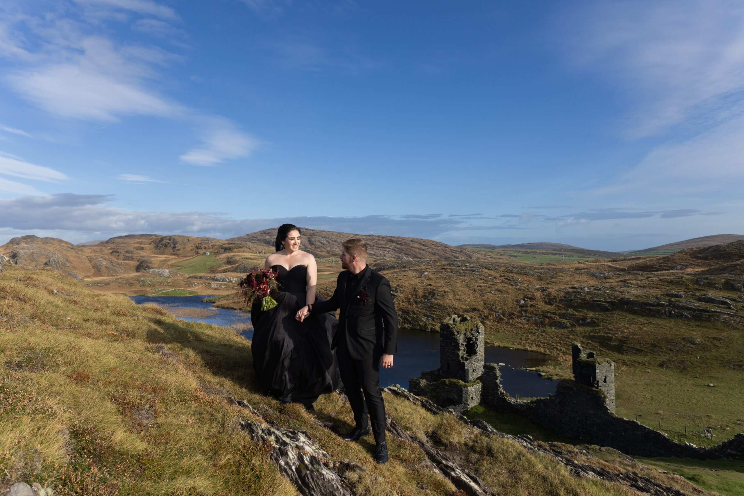 Castle ruin on a Cliff elopement wedding in Ireland