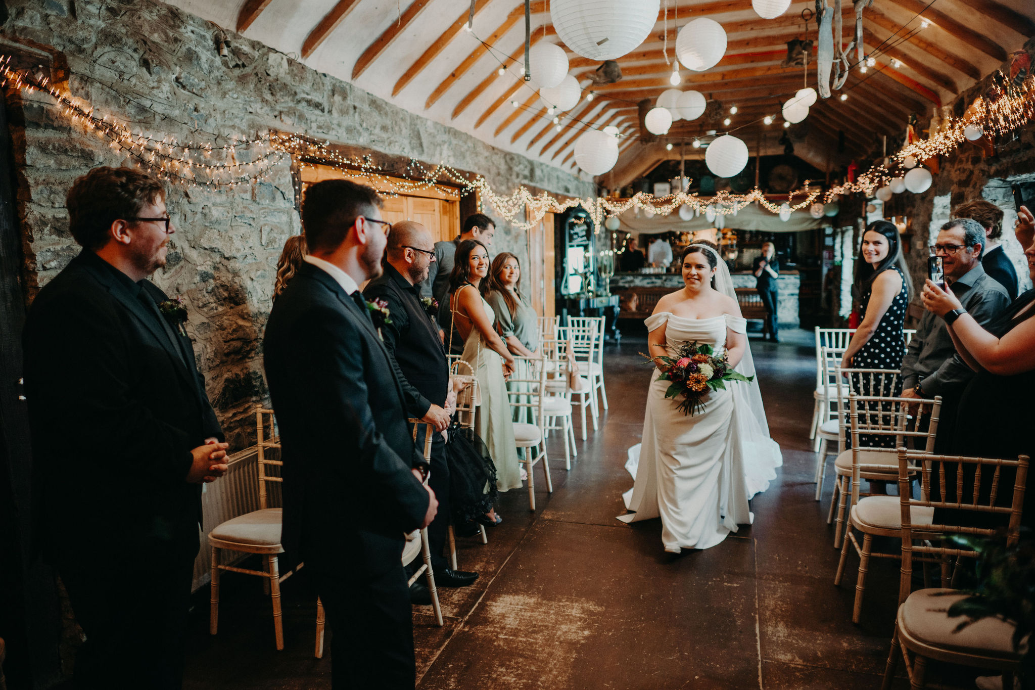 Small destination wedding ceremony in a traditional Irish pub in Ireland