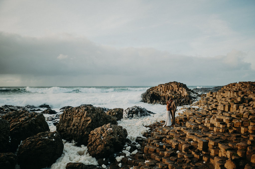 Couple at the Giant's Causeway during their Northern Ireland elopement